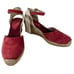 Ilse Jacobsen Wedge Espadrille Sandals Pink Suede 40 New
