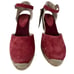 Ilse Jacobsen Wedge Espadrille Sandals Pink Suede 40 New