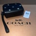 NWT COACH Pouch Wristlet w Star Print CW413 Black Pebbled Leather & Silver Star