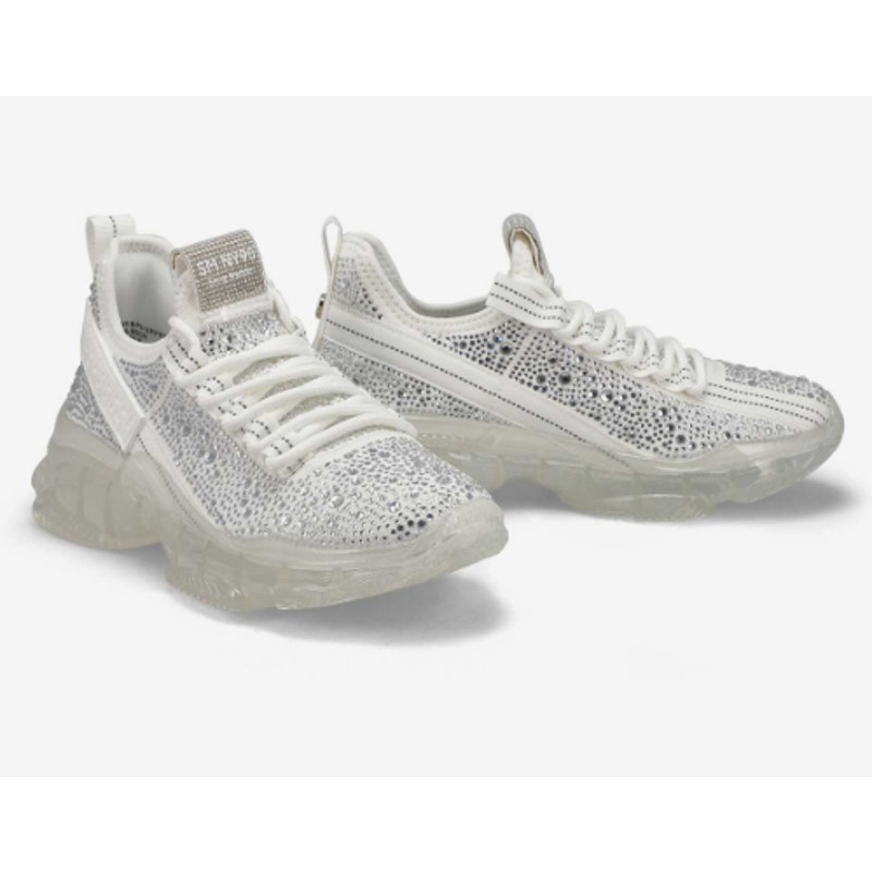Steve Madden Rhinestone Embellishment Maxima-R Women's White Tennie Shoe Sz 9 M