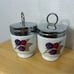 Vintage Pair Set 2 Royal Worcester Evesham Egg Coddlers Plum & Berries 2x3.5”