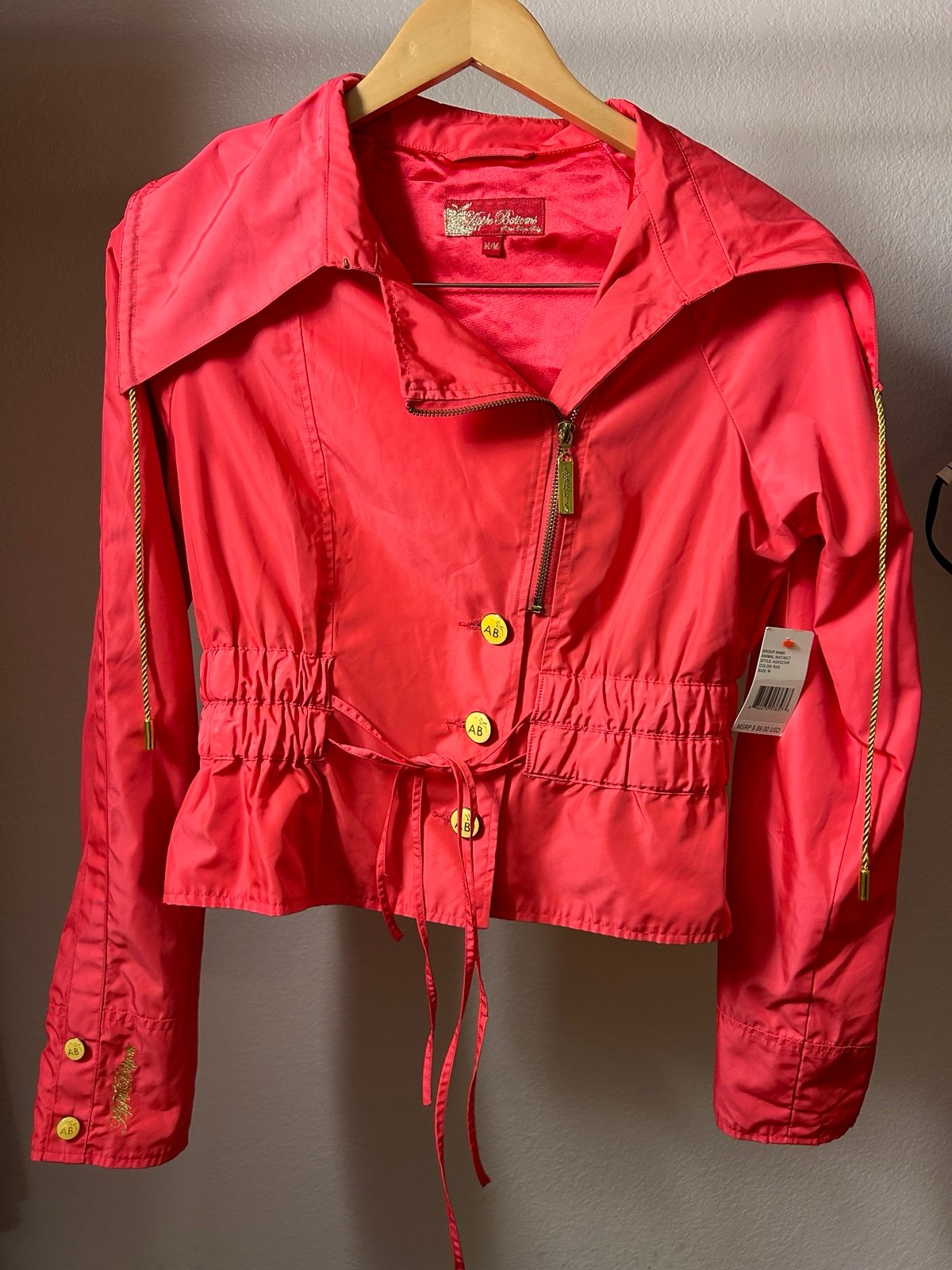 NWT Apple Bottoms Hot Pink Short Jacket with Gold Accessories Size Medium