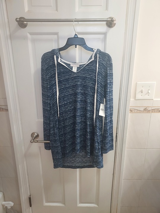 La Blanca Beach Blue White Soft Hooded Sweater
