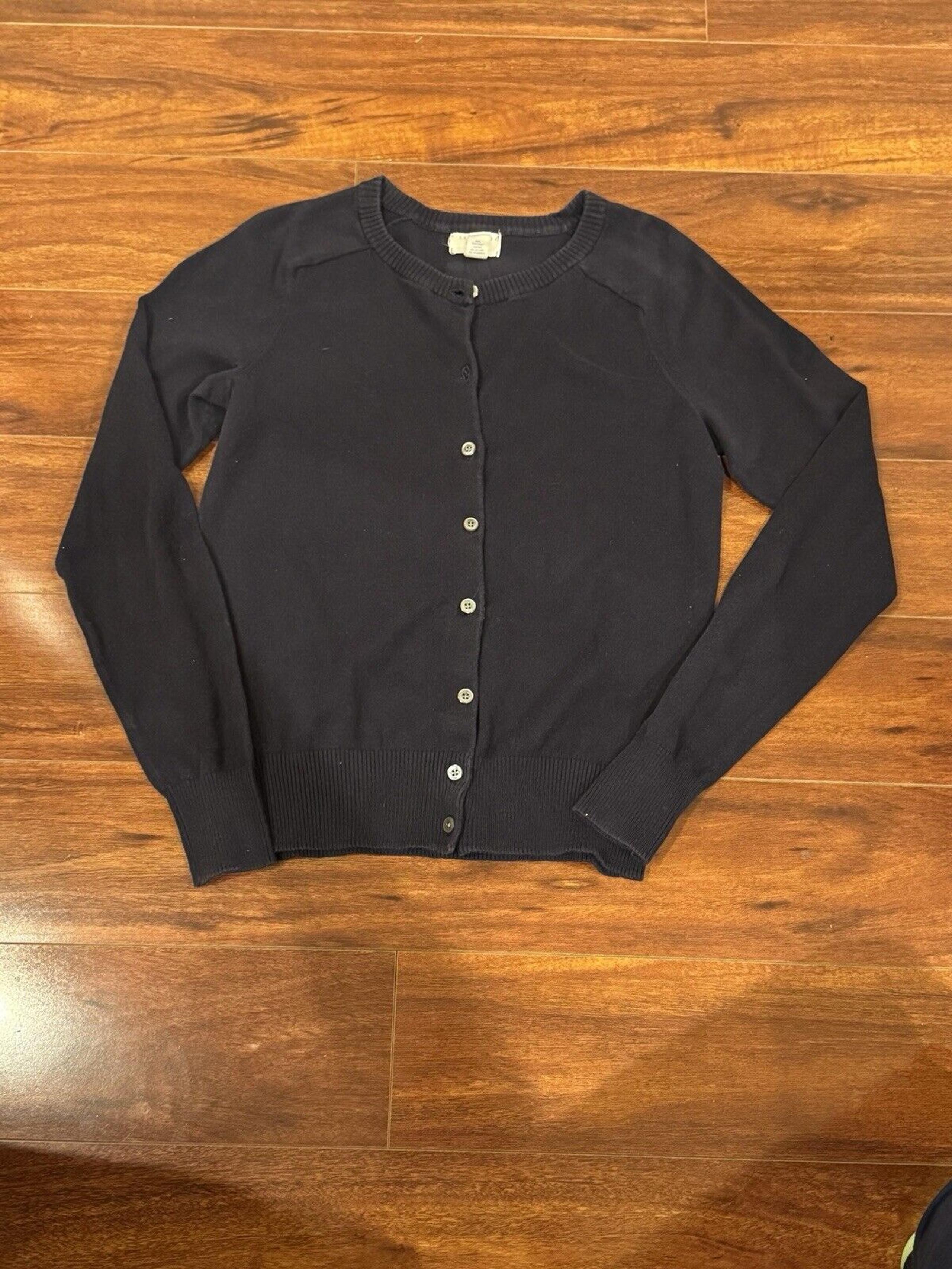 Vintage Lands End Sweater Womens Size XS Navy Blue Cardigan