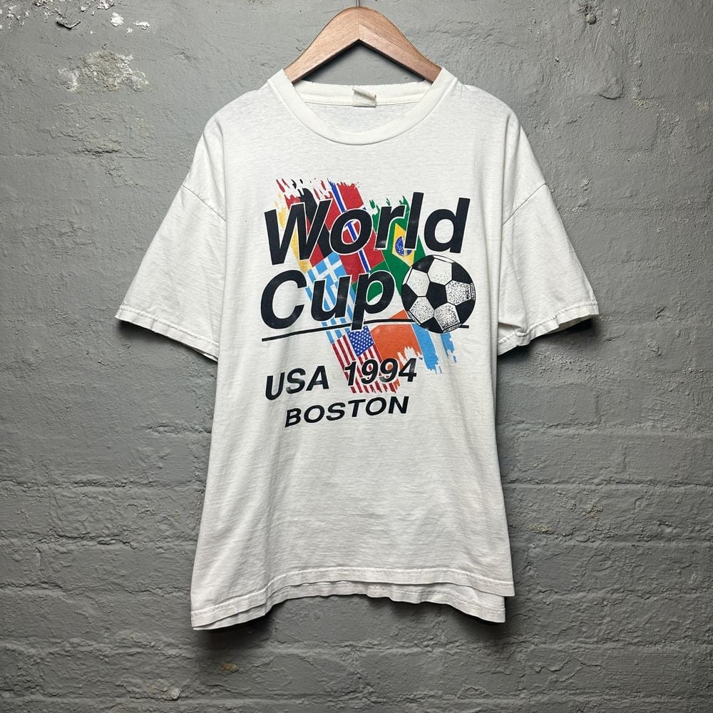 Vintage 1994 FIFA World Cup USA Boston Soccer T-Shirt Retro Sports Memorabilia