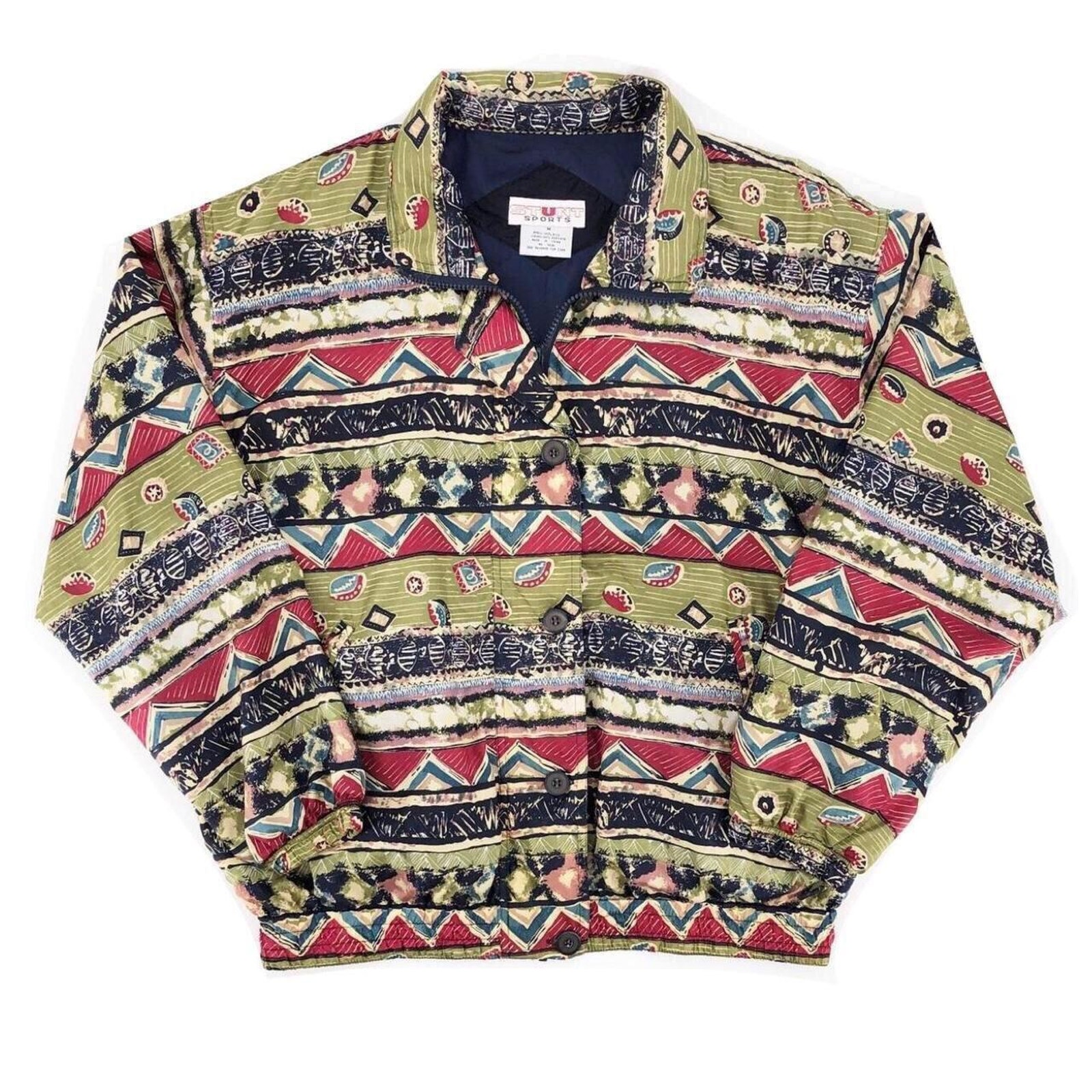 90s silk printed windbreaker jacket 1990s vintage