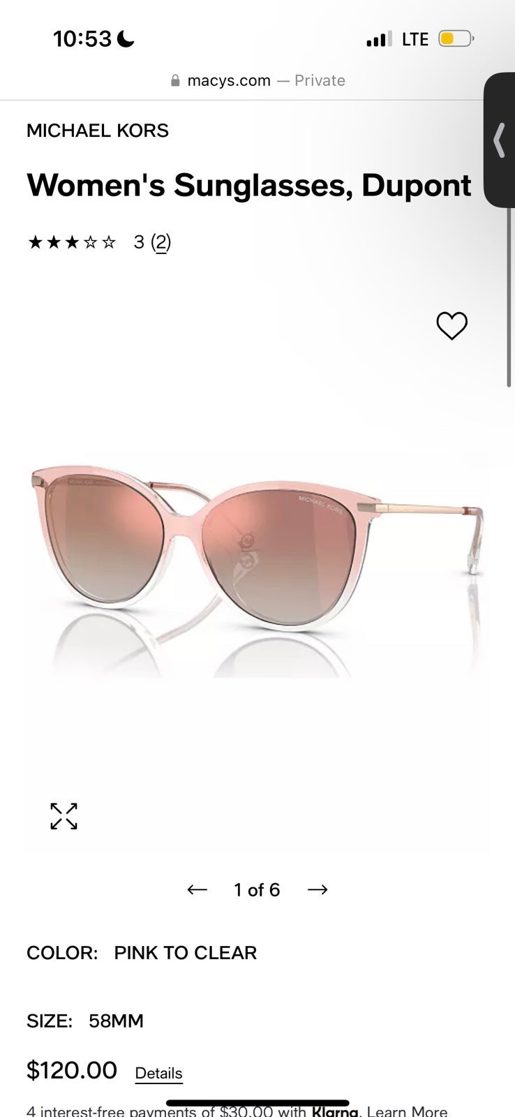 Michael Kors Dupont Pink Sunglasses