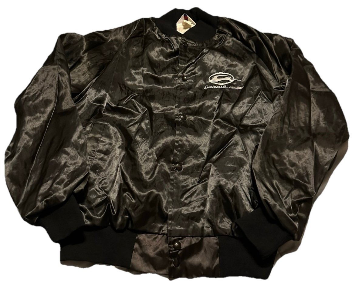 Vintage Chevy Impala SS Black Nylon Bomber Jacket West Ark Size XL Made in USA