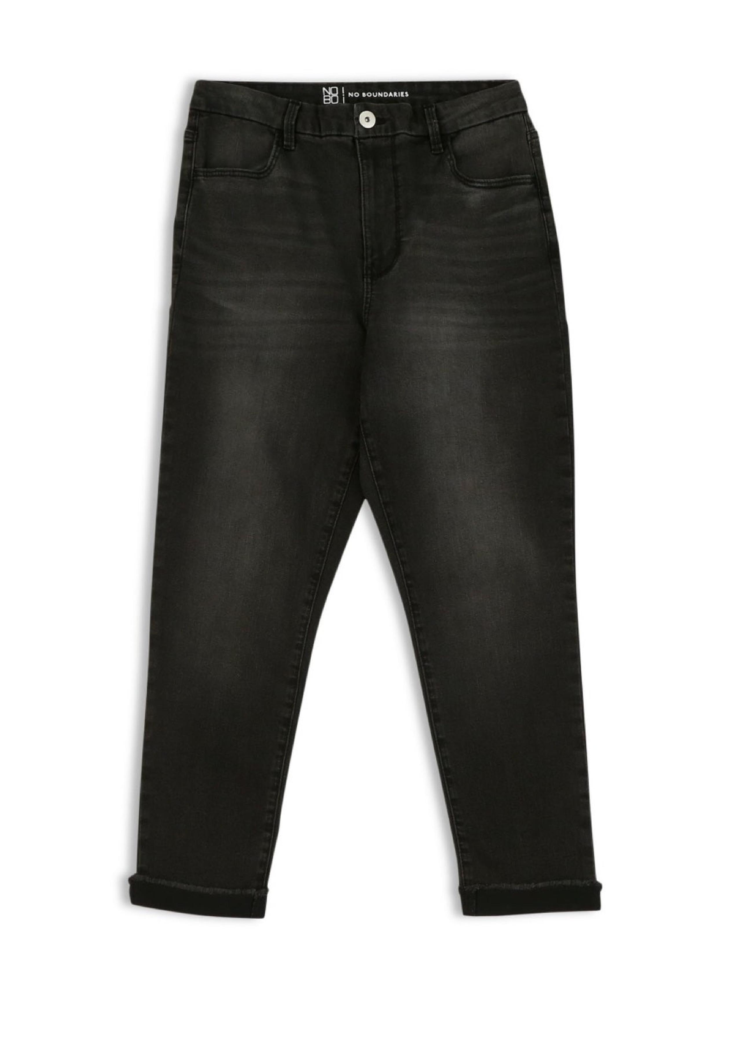 NO BOUNDARIES Womens Curvy Cropped Jeans Size 17 Juniors Black Distressed New