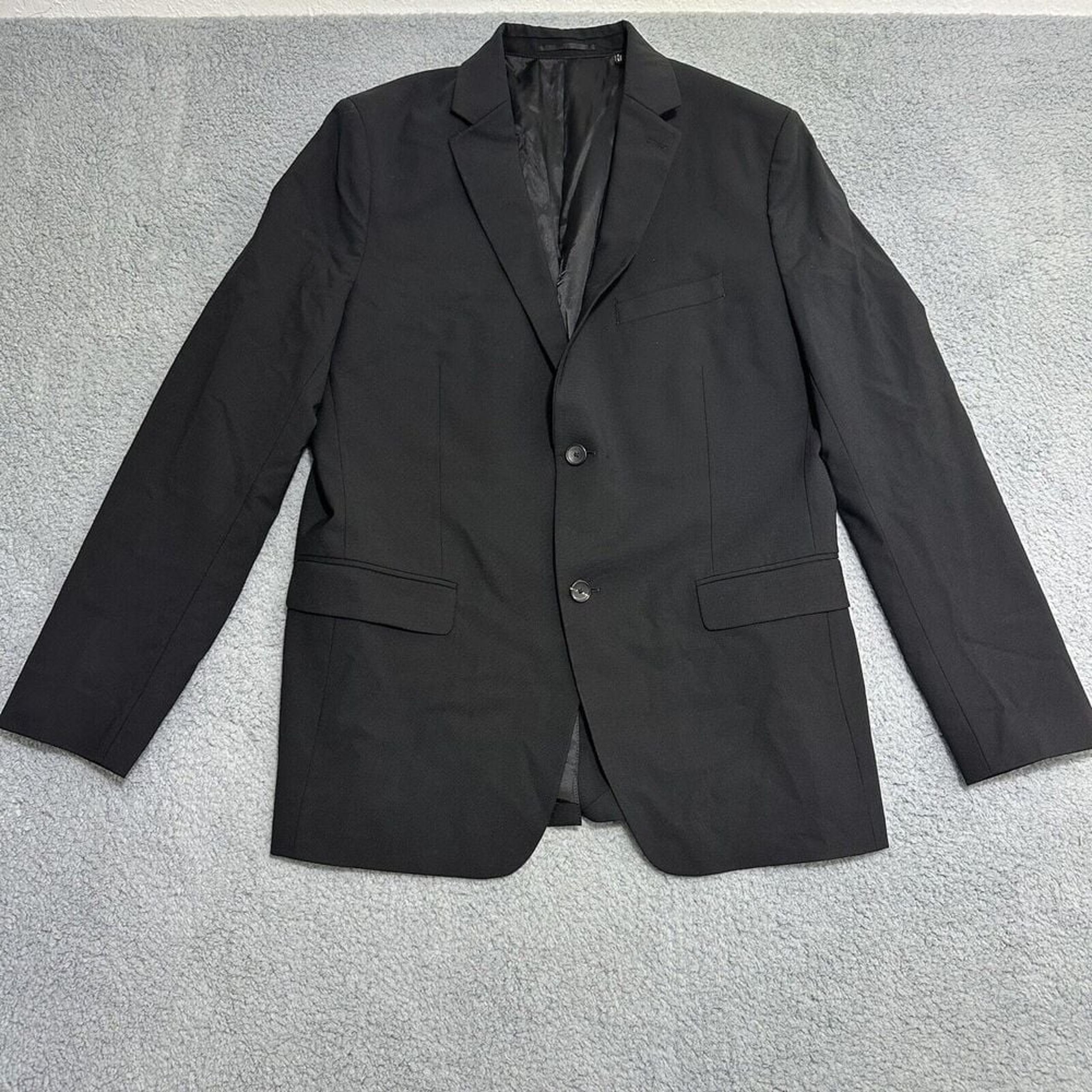 Theory  Two Button Single Breasted Mens Wool Suit Coat Blazer Black 42R
