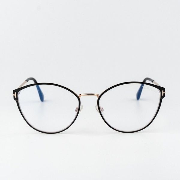 Tom Ford Women Eyeglasses Black Rose Gold Blue Light Block Cat Eye FT5573 NEW