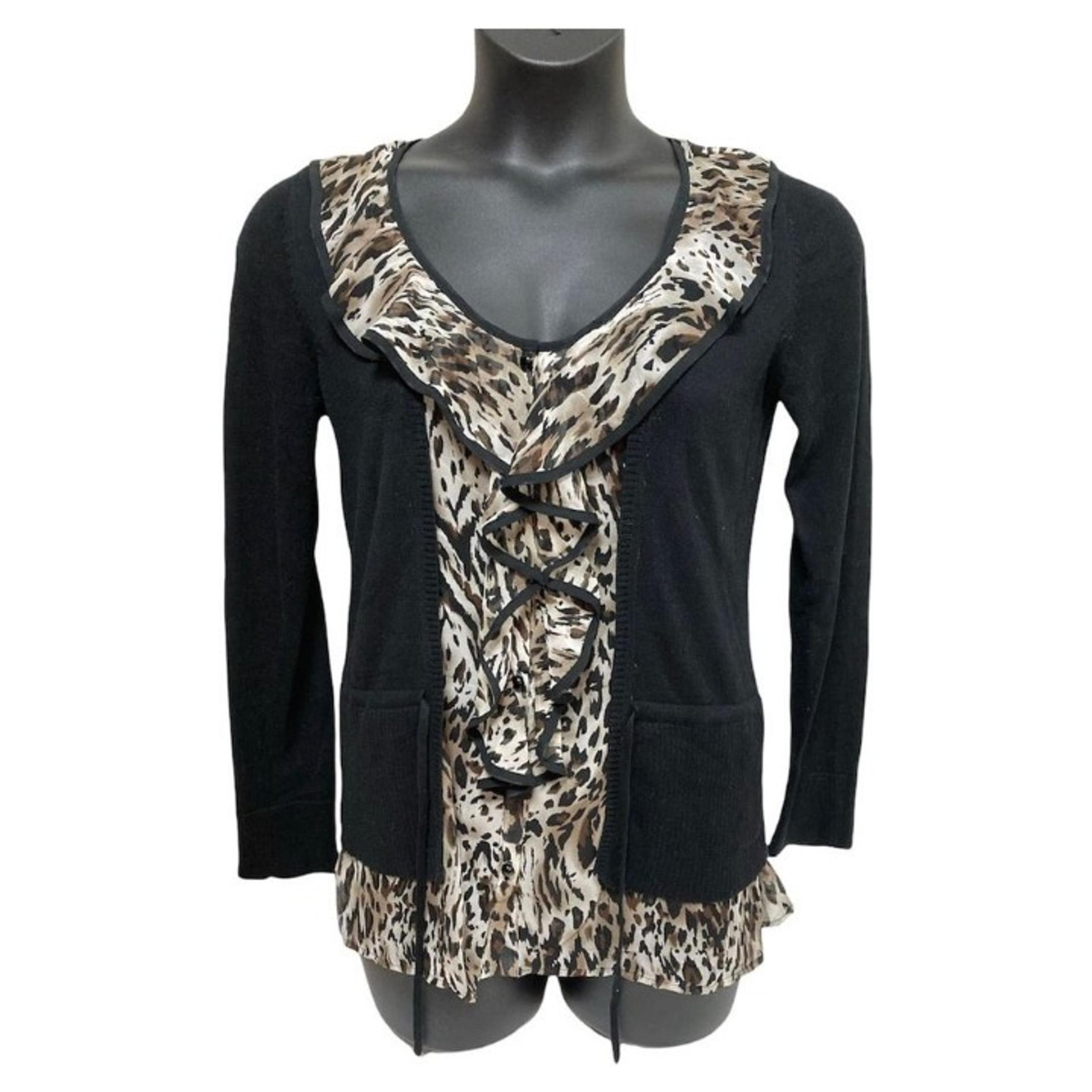 ABStudio Animal Print Sweater Twinset Size Medium Shirt Top Blouse