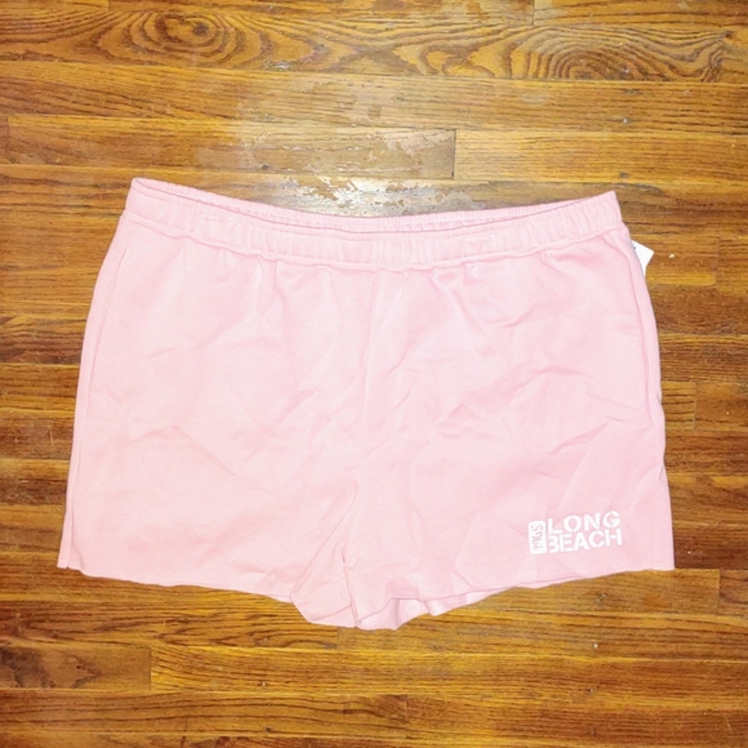 ABOUND Womens Shorts Size 3X Pink Candy Long Beach Pockets Elastic Waist Raw Hem