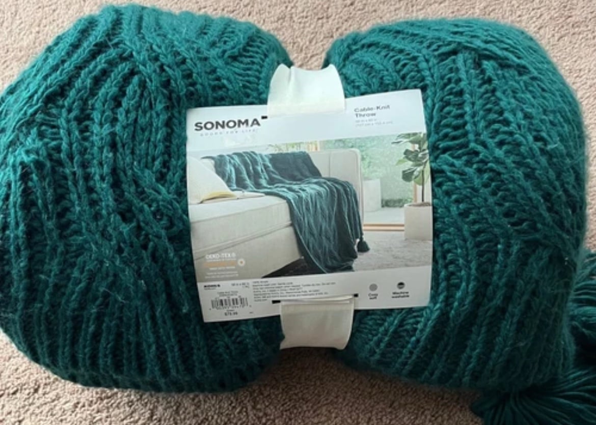 Sonoma 50”x60” Chunky Cable Knit Throw Blanket, New