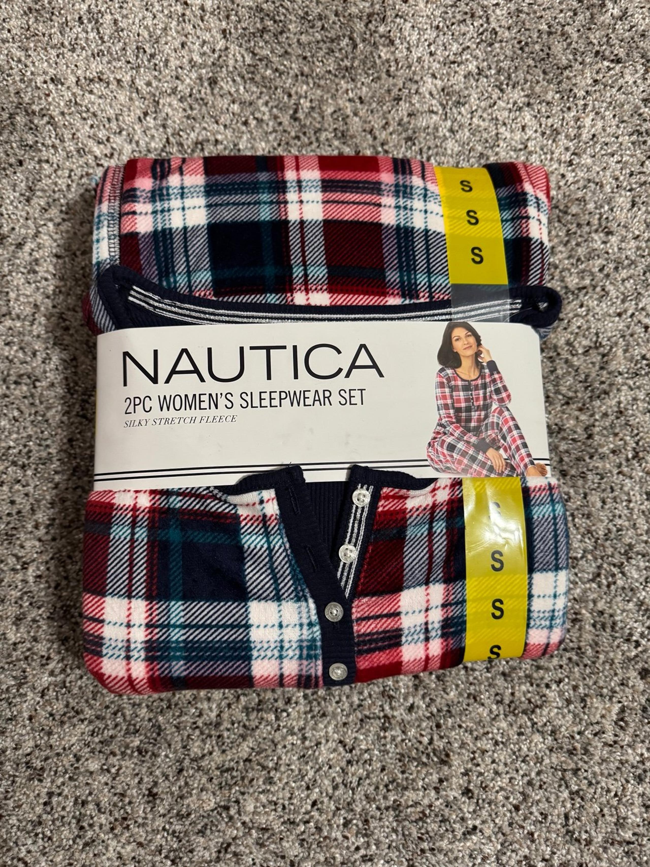 NWT Women's Nautica 2pc Sleepwear Set Silky Stretch Fleece Plaid