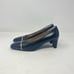 St. John Vintage Lina Pumps Heels Navy Leather Designer Spectator Women's Sz 6.5