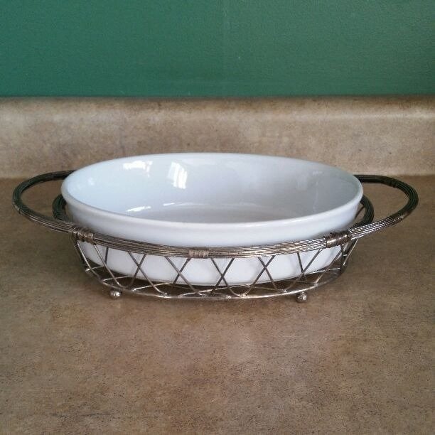 Vintage Serving Dish With Trivet Holder