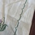 Vintage cotton linen cross stitched tabl
