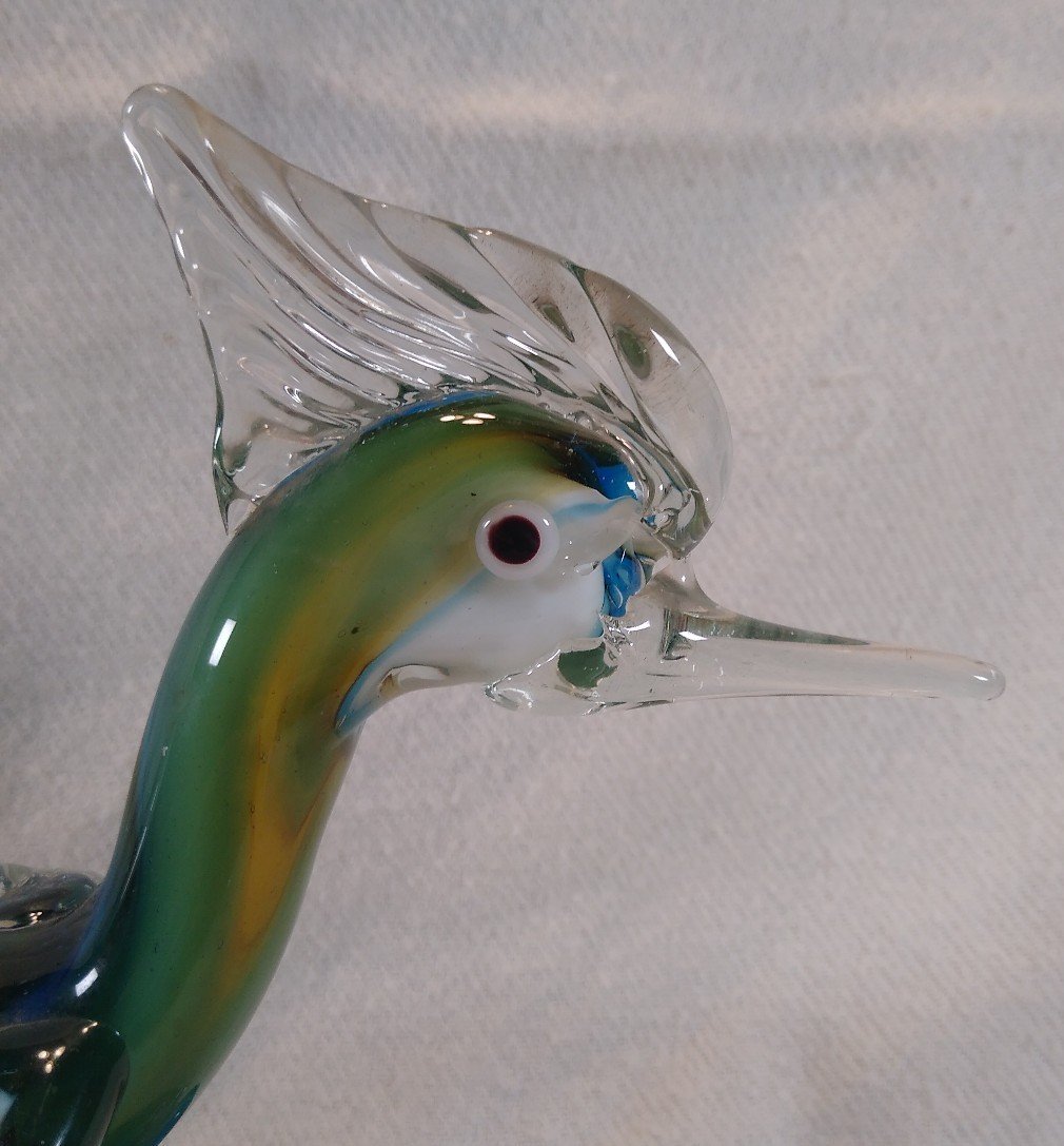Murano glass inspired roadrunner figurine