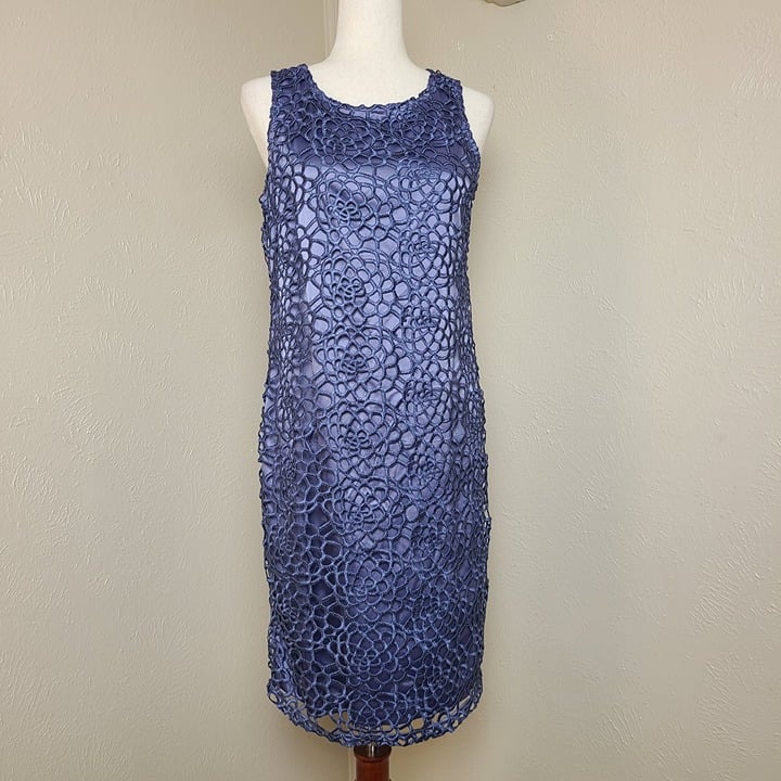 NWT Banana Republic Womens Sleeveless Formal Dress Lace Steel Blue Size 6 A557