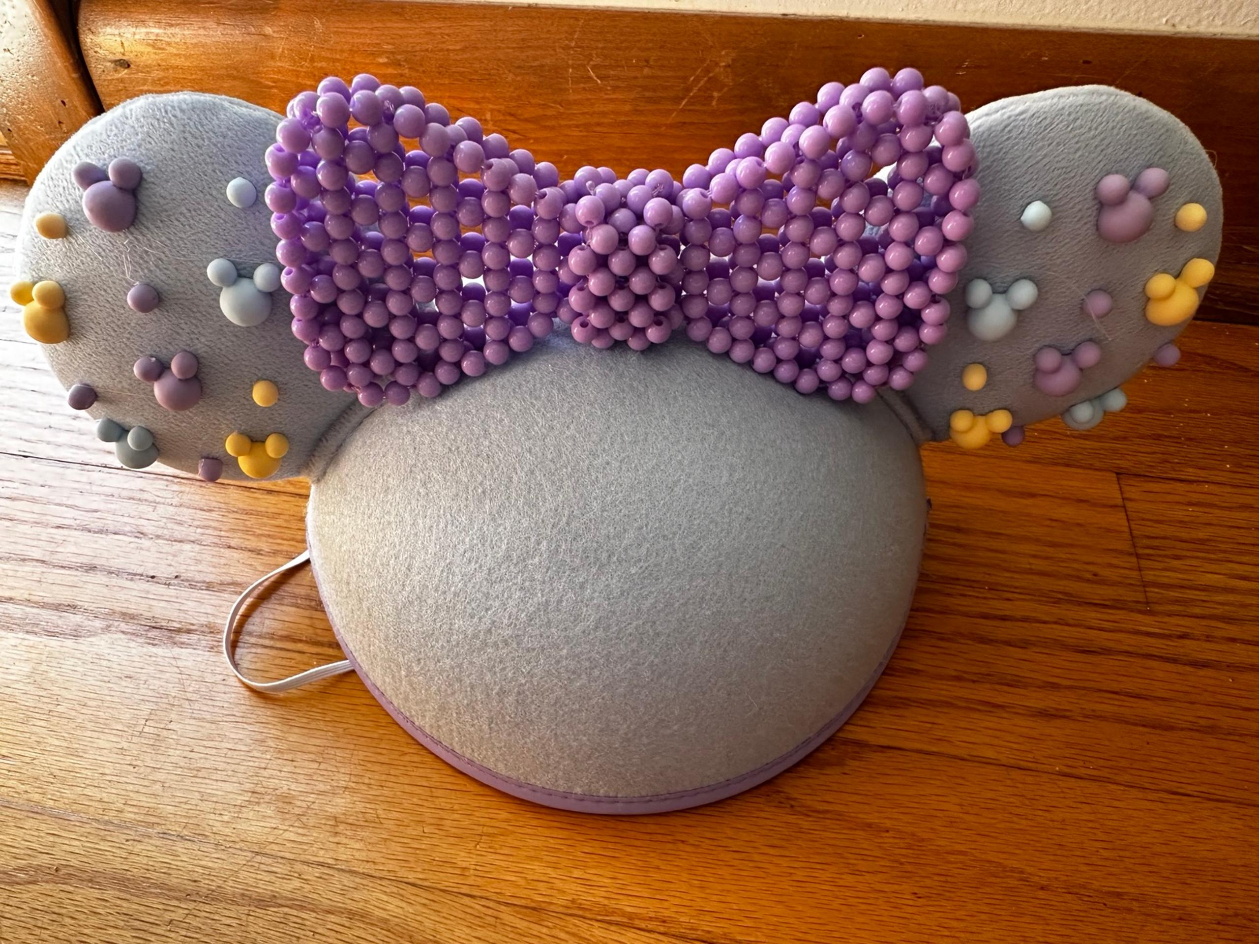 Disney Parks Minnie Mouse Purple Foam Beaded Ear Hat 2023 NWT