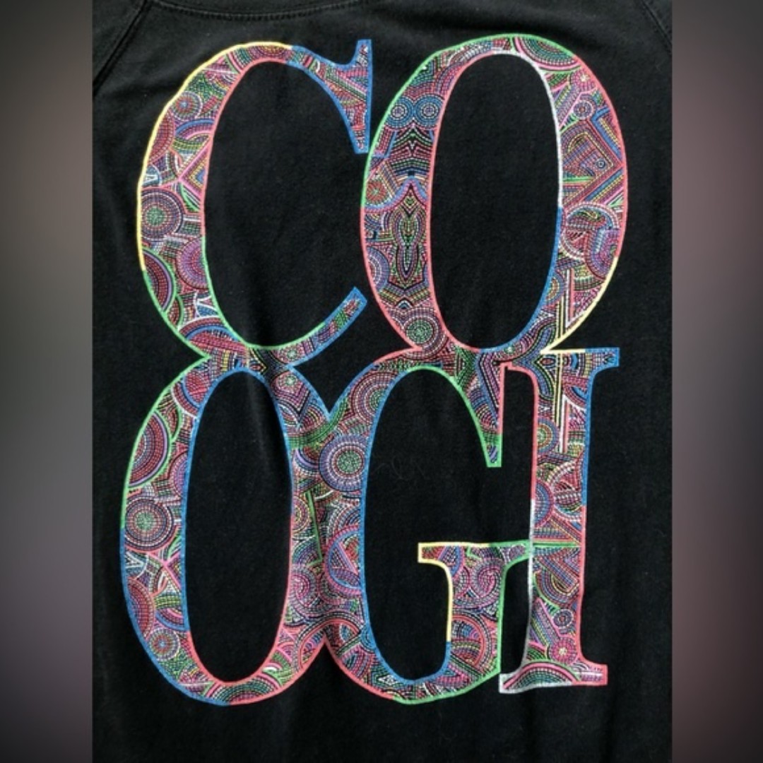 VTG COOGI Y2K Tee Black Size L Colorful Retro Spelled Out Short Sleeve Printed
