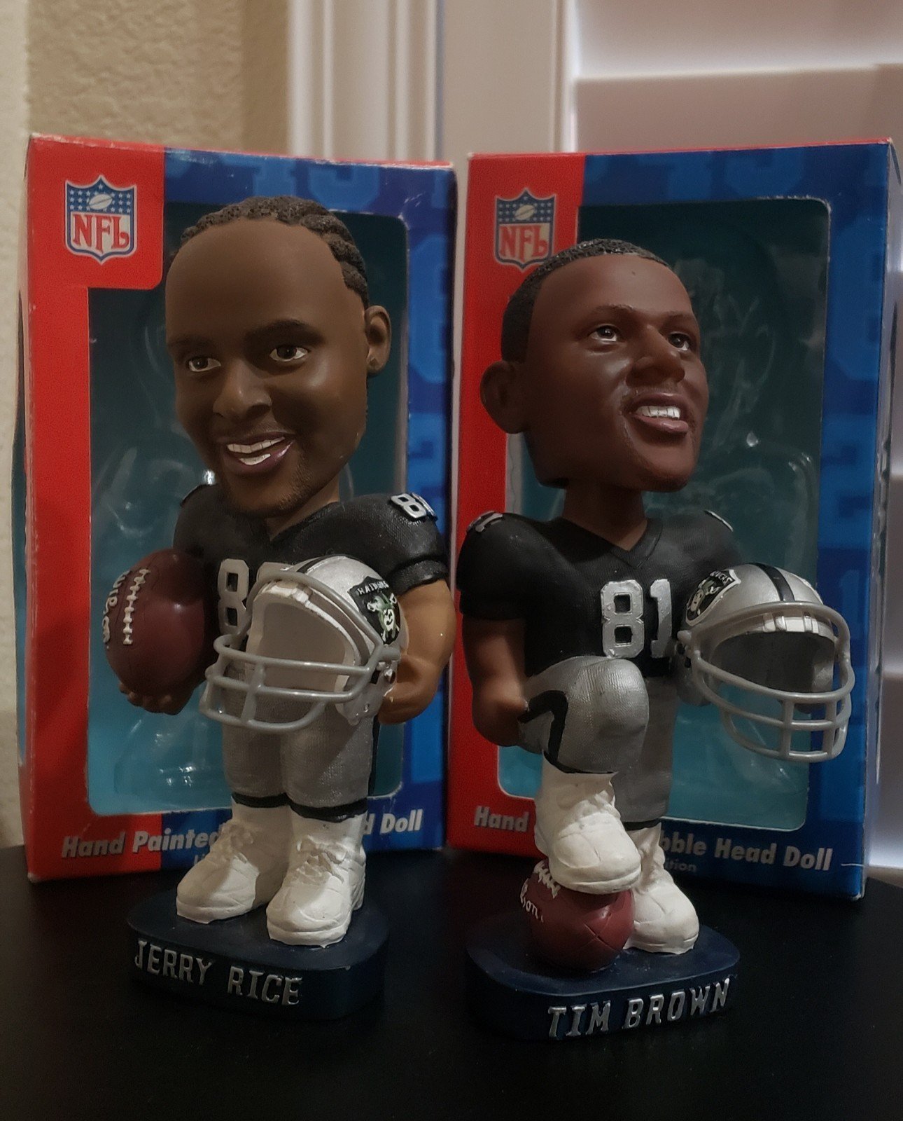 Oakland Raiders Jerry Rice & Tim Brown Genuine Hand Painted NFL Bobble Dobbles