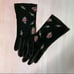Vintage Suede Leather Embroidered Floral Rose Gloves