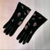 Vintage Suede Leather Embroidered Floral Rose Gloves