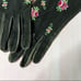 Vintage Suede Leather Embroidered Floral Rose Gloves