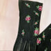 Vintage Suede Leather Embroidered Floral Rose Gloves