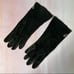 Vintage Suede Leather Embroidered Floral Rose Gloves