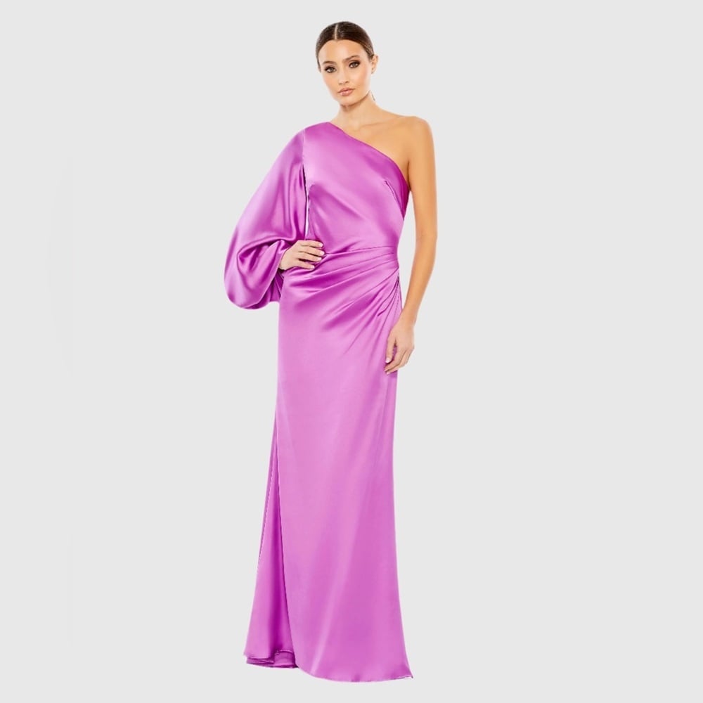Size 0 IEENA FOR MAC DUGGAL 26588 NWT Satin Puff Sleeve Gown