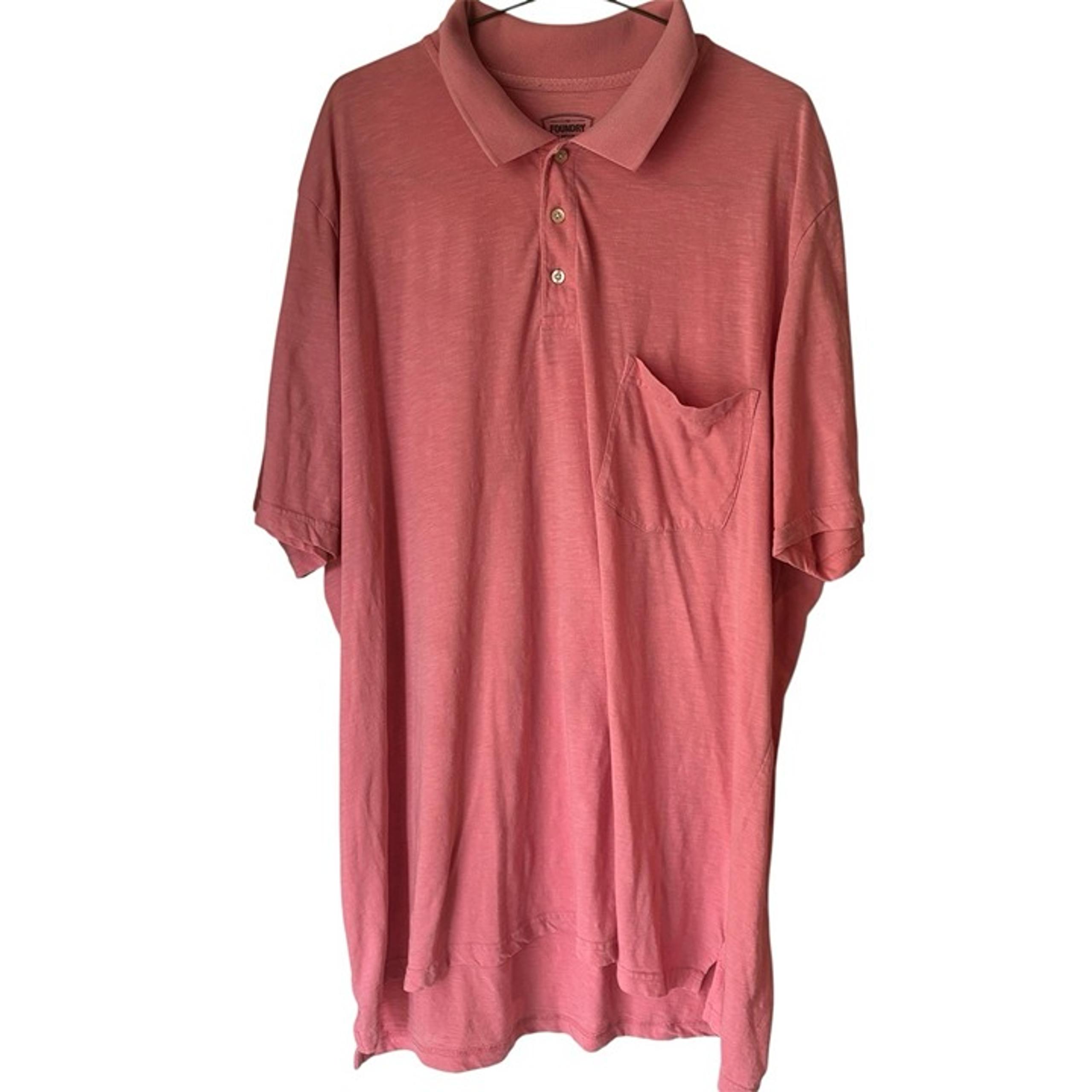 Foundry Mens Polo Top Size 3XL Tall Stretch Short Sleeve Solid Pink Excellent
