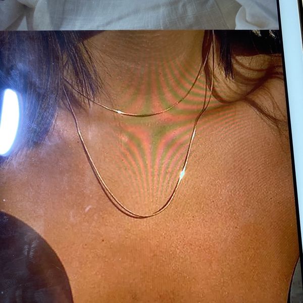 A160 GORGEOUS ULTRA THIN GOLD TONE DOUBLE CHAIN NECKLACE
