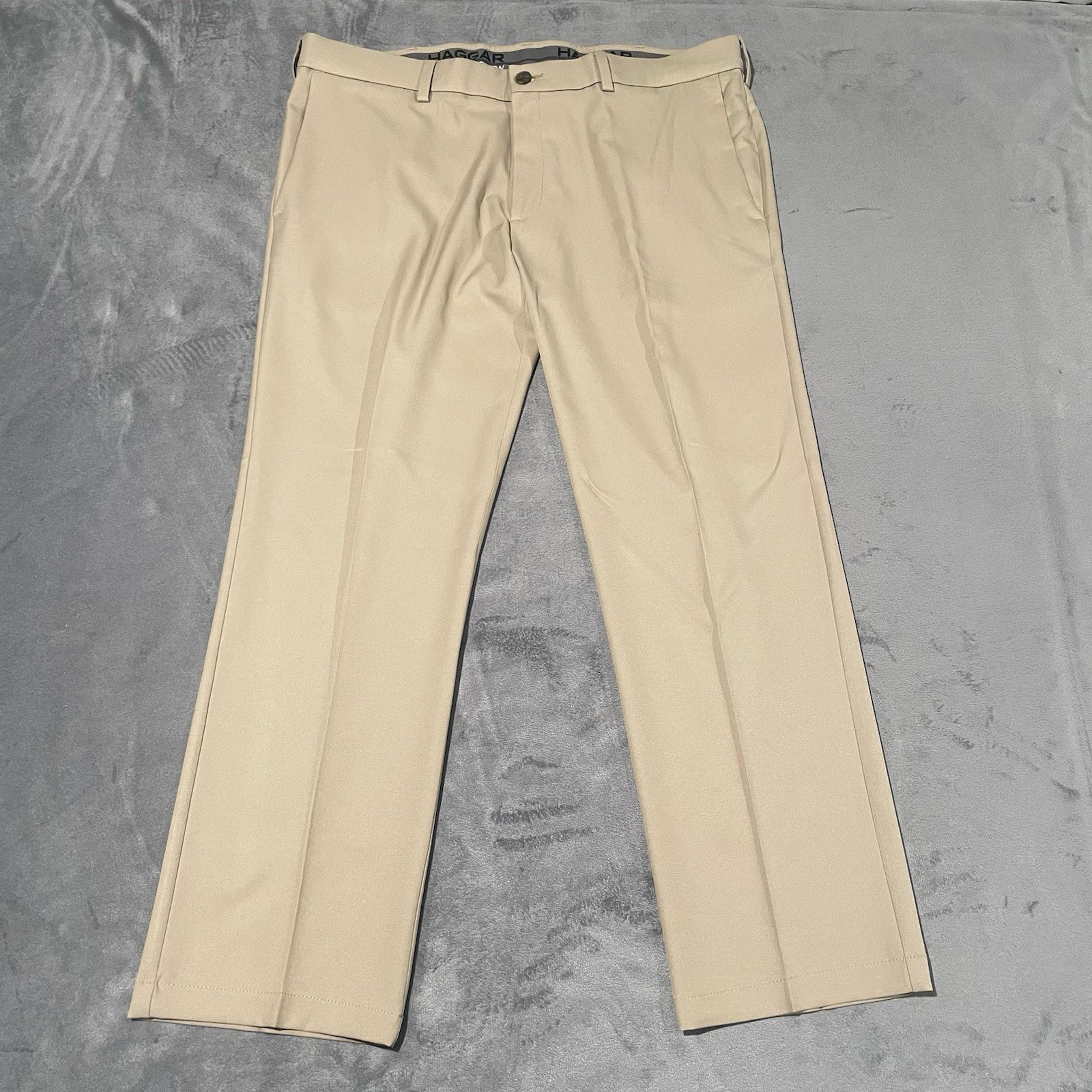 Haggar Pants Mens 40x30 Khaki In Motion Straight Fit Chino Performance