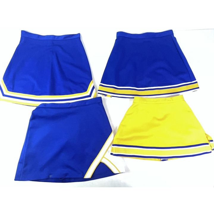 4 Adult Royal Blue Gold Cheerleader Skirts Authentic High School 23-28 Waist