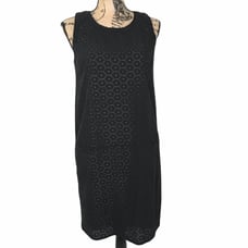 COTELAC Black Three-hole Eyelet Shift Dress New