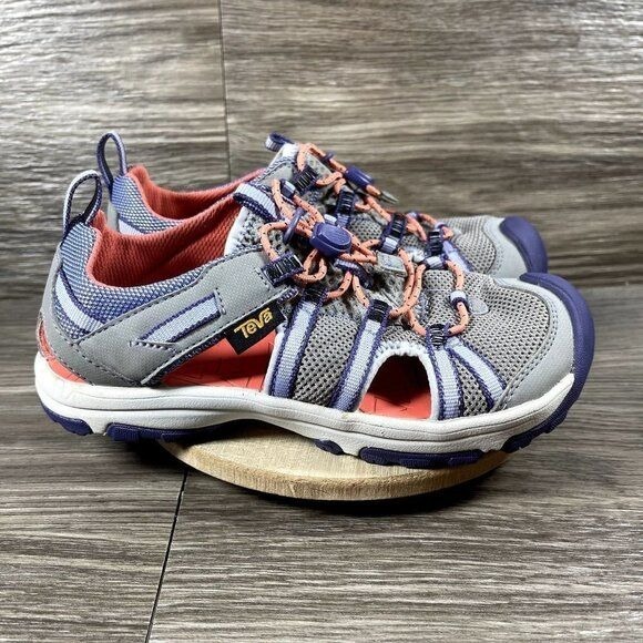 TEVA Manatee Little Girl Grey & Purple Sport Sandals Shoe Size 2