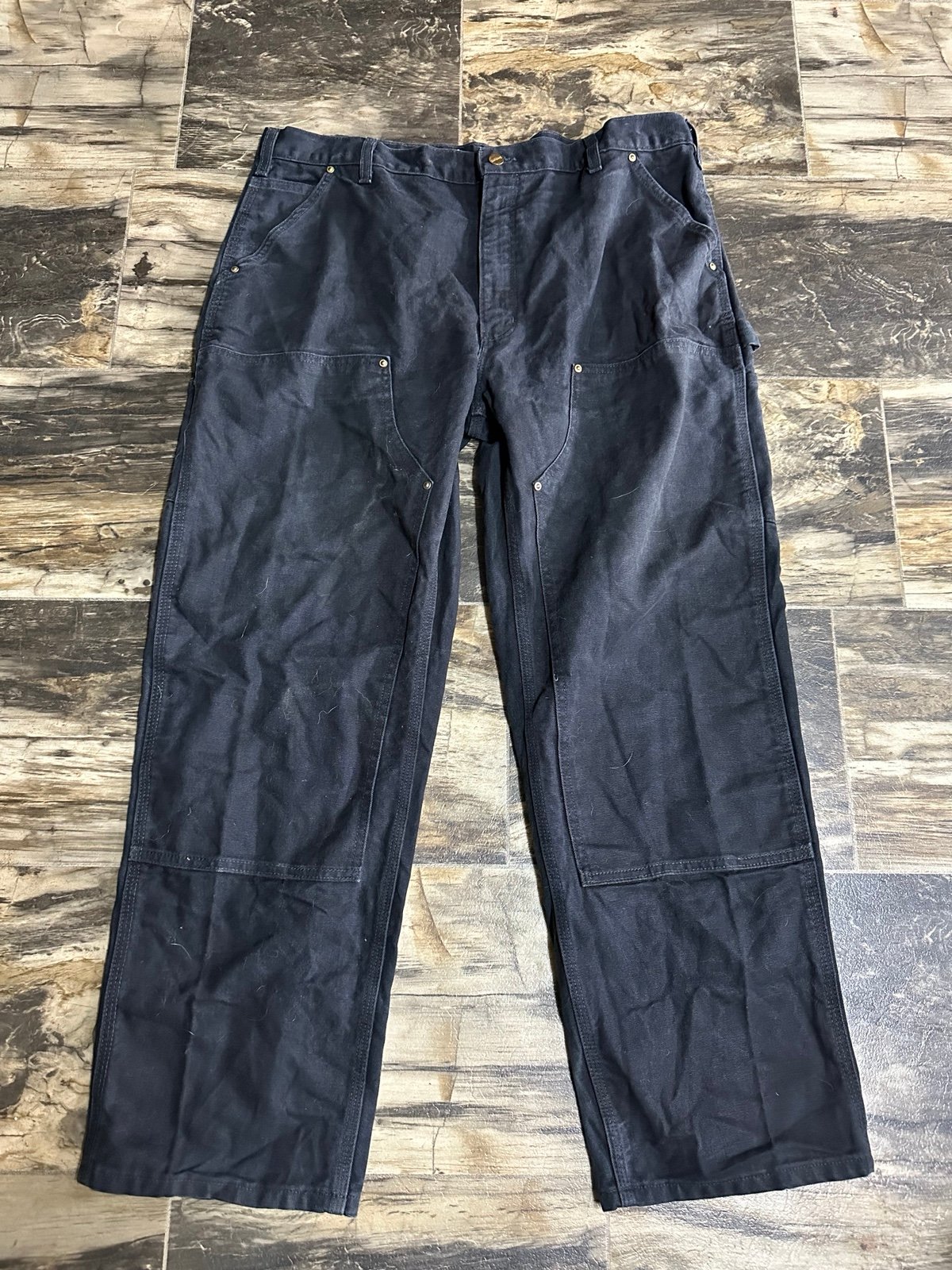 VTG Carhartt B01 BLK Double Knee Carpenter Pants Black Size 40x30