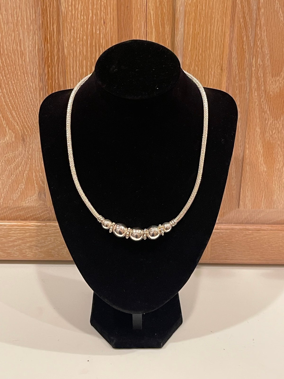 Sterling Silver Thick Wheat Chain With Beads. 18”