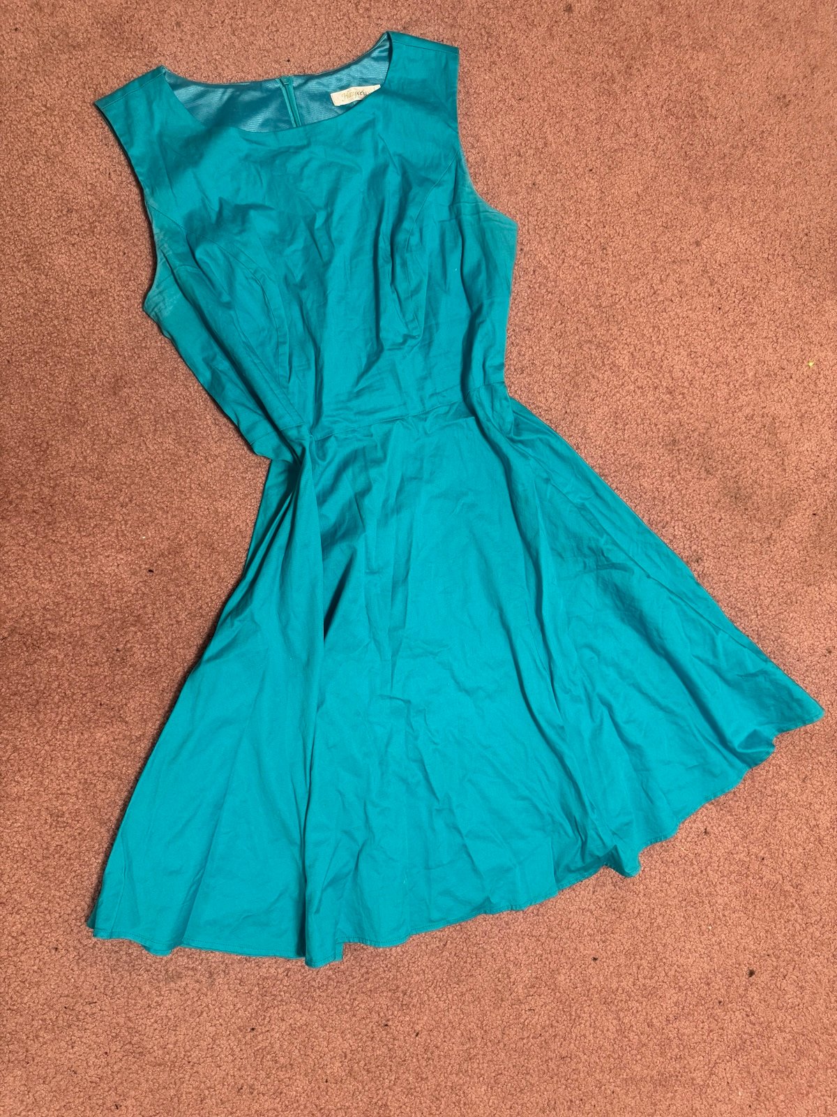 New xl teal short flair retro vintage pin up dress sleeveless rockabilly