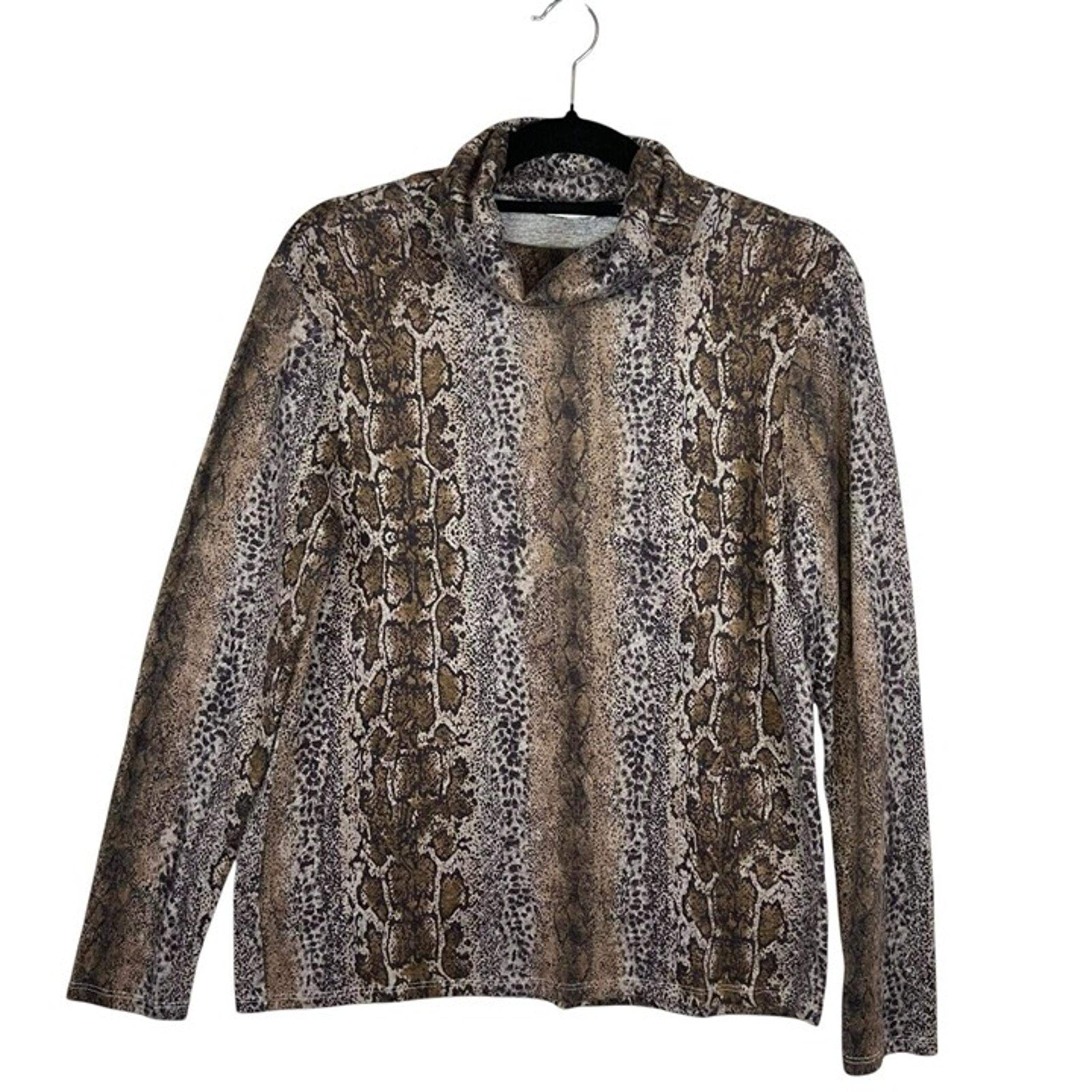 Beach Lunch Lounge Animal Print Turtleneck Long Sleeve Top Women’s Size Medium