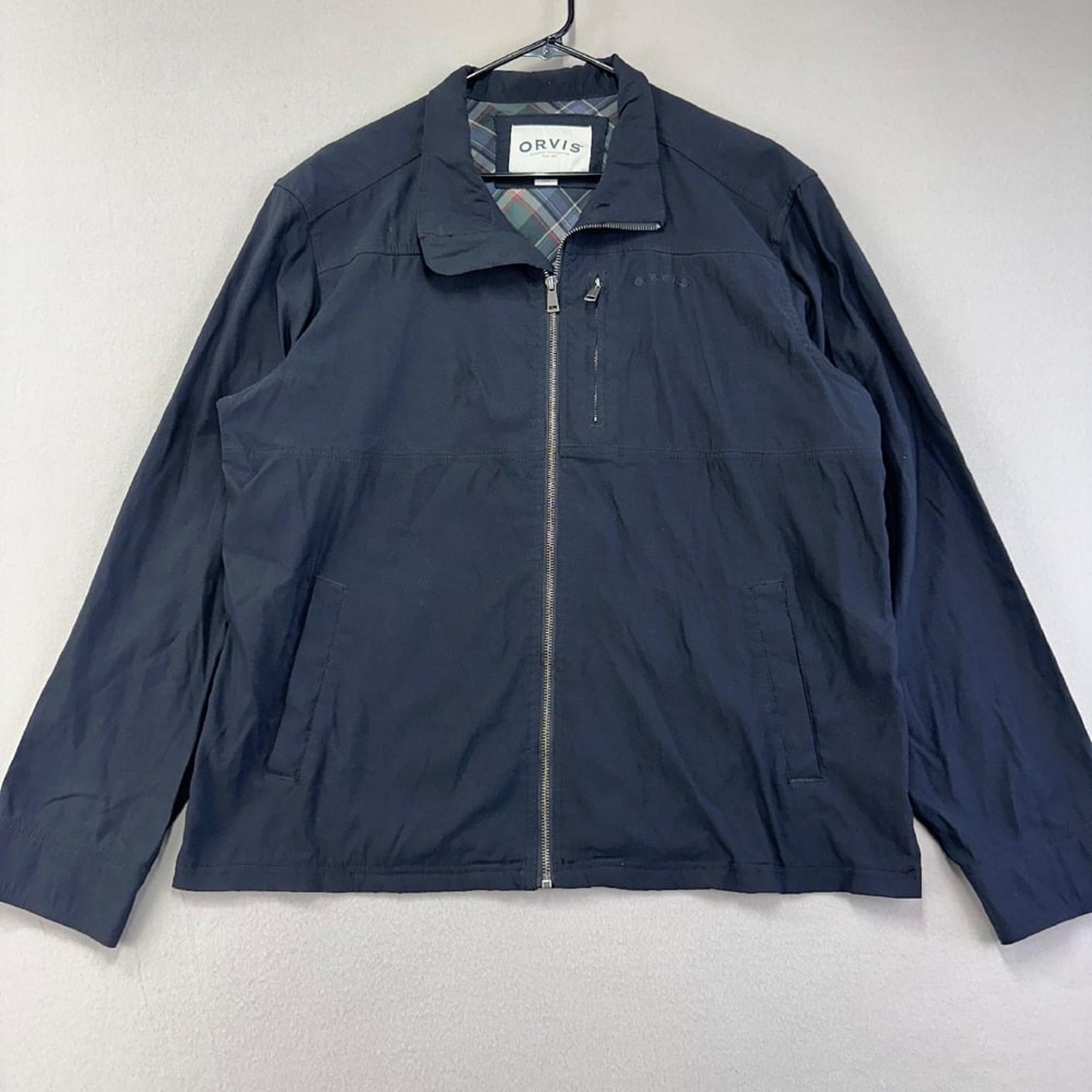 ORVIS Jacket Mens Large Dark Charcoal Bi-Swing Lightweight Windbreaker Preppy