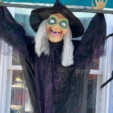 72” Hanging Witch Decoration with Light-up Eyes and Sound Activation Function