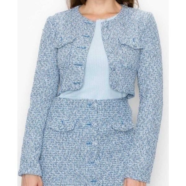 Blue Tweed Skirt set