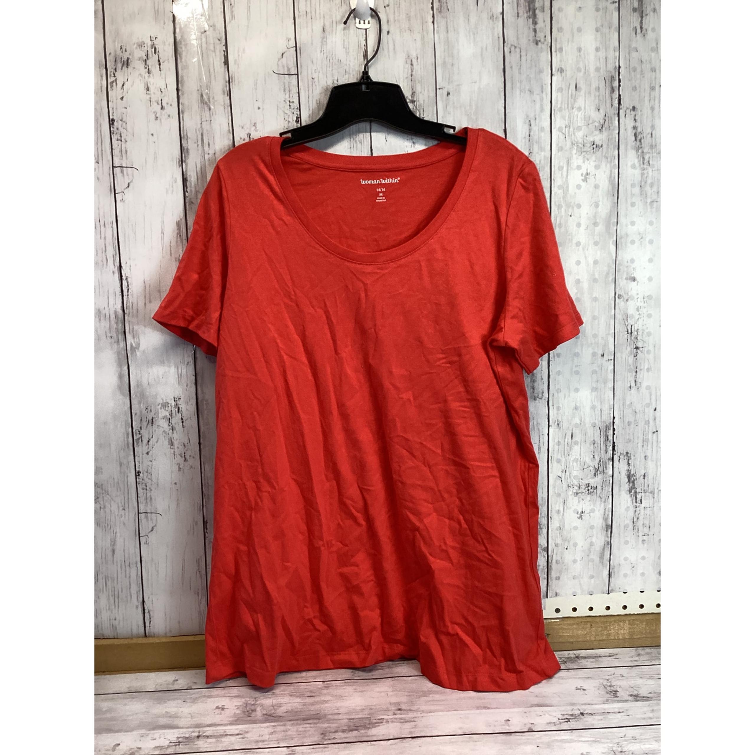 Woman Within Women's Super Soft Knits Red Short Sleeve T Shirt Top Size Medium