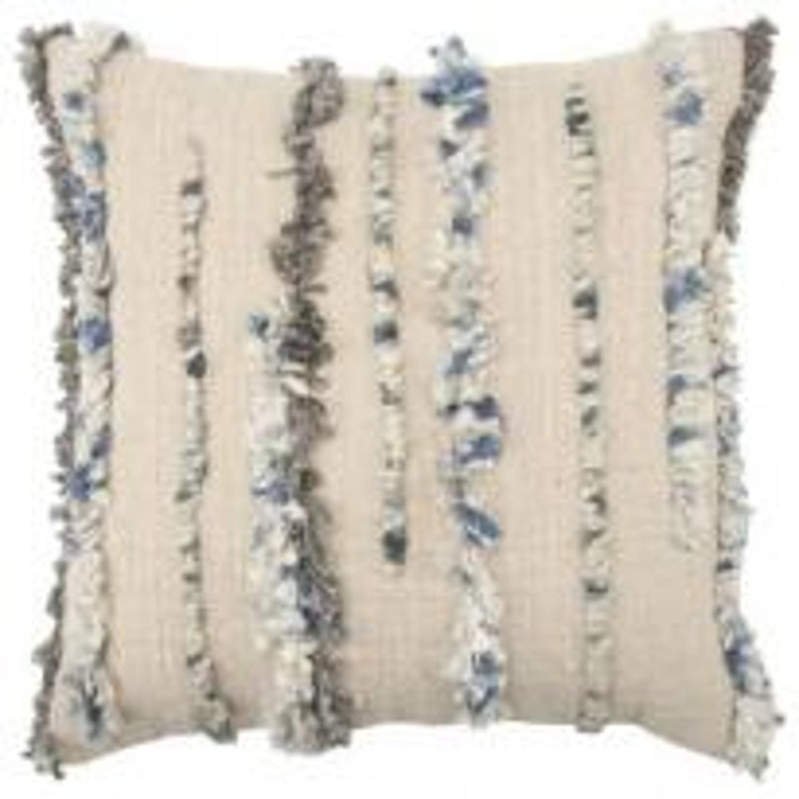 Rizzy Home Stripe Cotton Cover Poly Filled Decorative Pillow Natural/Blue