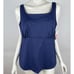 Land's End Tankini Square Neck Swimsuit Top Women 16W DD NWT Built in Bra Navy
