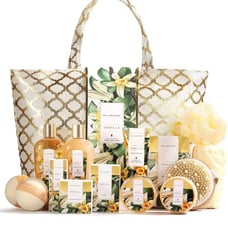 Spa Luxetique Gift Baskets for Women, Vanilla Scent Spa Gift for Women, 15 Pcs